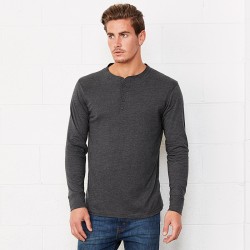 Plain Unisex Jersey long sleeve Henley Bella+Canvas 145 GSM